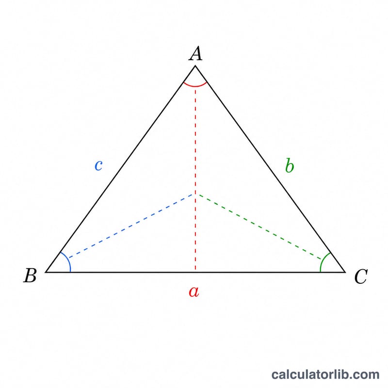 Law of sines ratios shown on a triangle