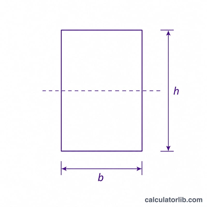 Cross section showing the second moment of area of a rectangular beam