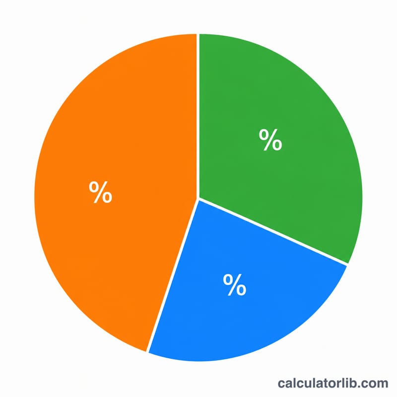 Pie chart showing percentage split of total calories from fat, protein and carbs