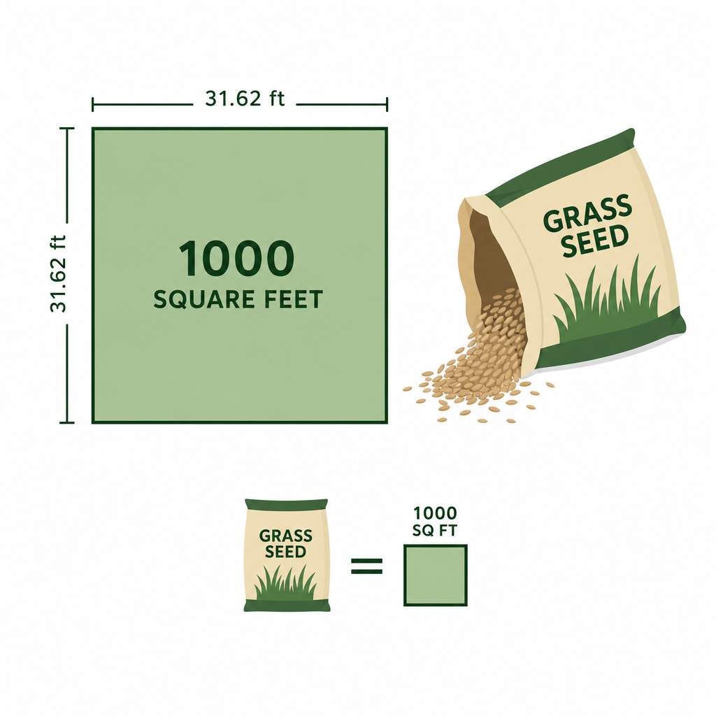 Seed bag and a 1000 square foot reference area