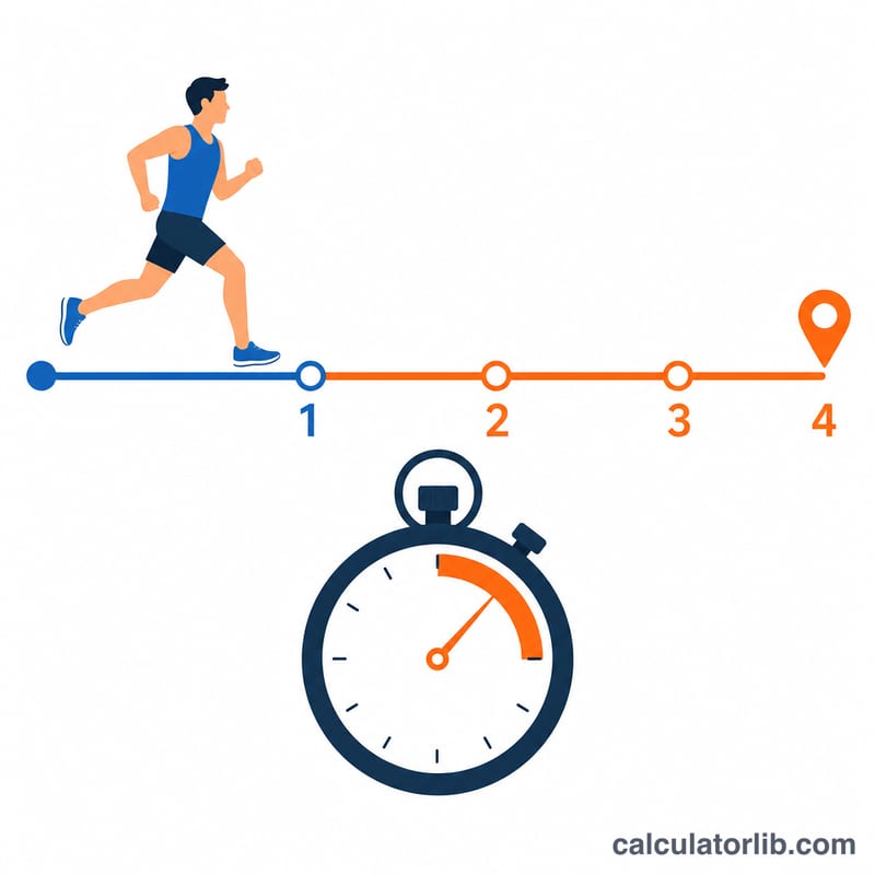 Runner along a measured track with a stopwatch showing finish time