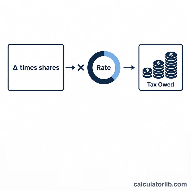 Flow from spread to ordinary income to tax owed using a rate percentage