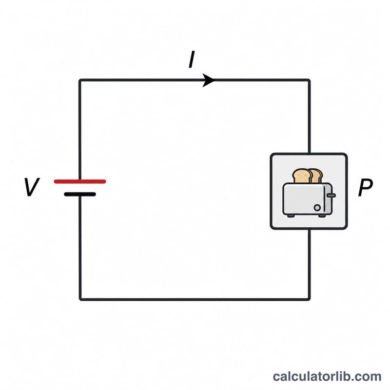 Mạch điện đơn giản với nguồn điện áp, dòng điện và thiết bị tiêu thụ điện