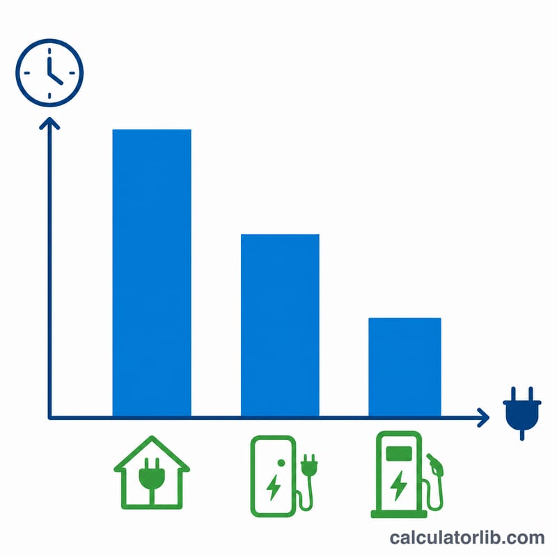 Bar chart comparing charging time at different charger power levels