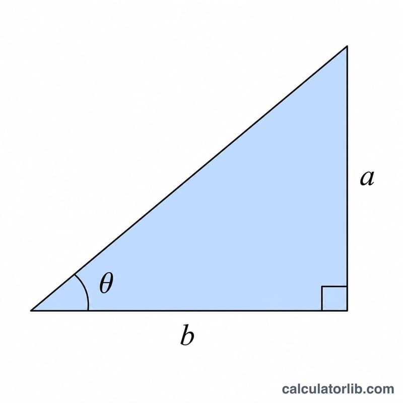 Right triangle with sides a, b and hypotenuse showing sine and cosine of theta