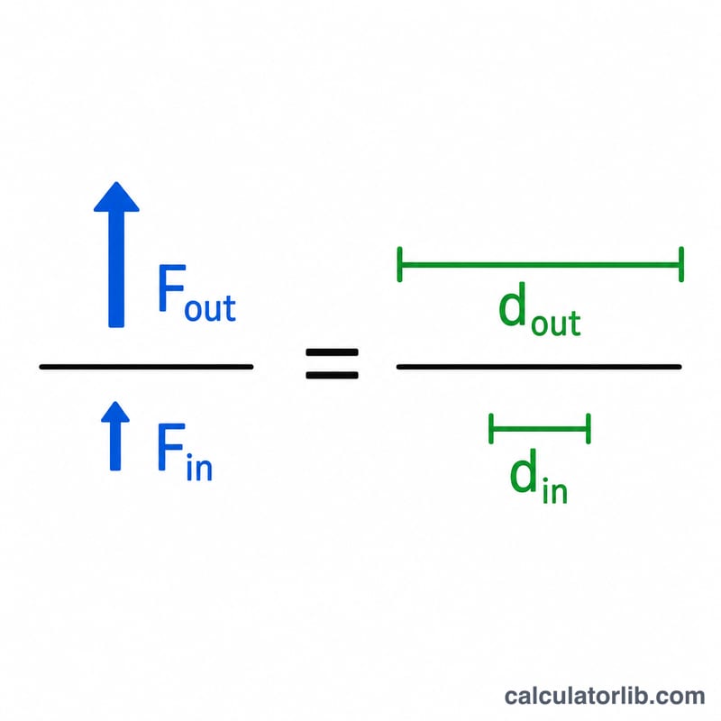 Formule reliant la force de sortie, la force d'entrée et les deux distances