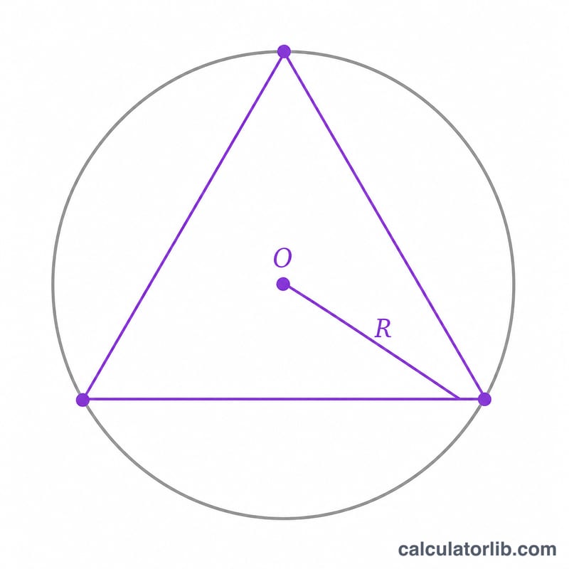 Triangle inscribed in a circle with center O and radius R