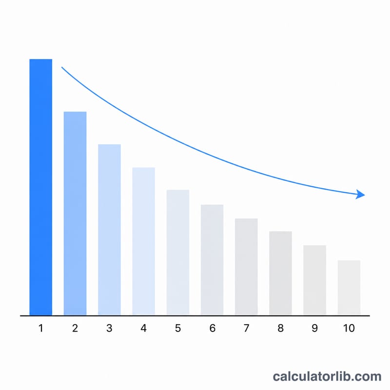 Bar chart of declining click-through rate across search ranking positions one through ten