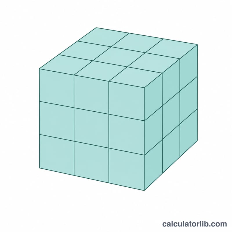 Cube built from smaller unit cubes filling its volume