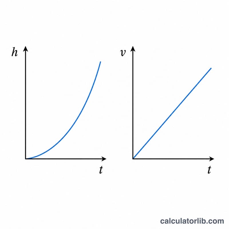 Gráficos de distancia frente al tiempo y velocidad frente al tiempo en caída libre