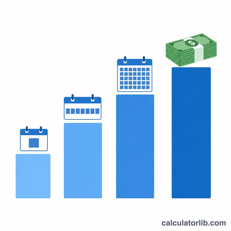 Bar chart comparing daily, weekly, and monthly pay derived from an annual salary