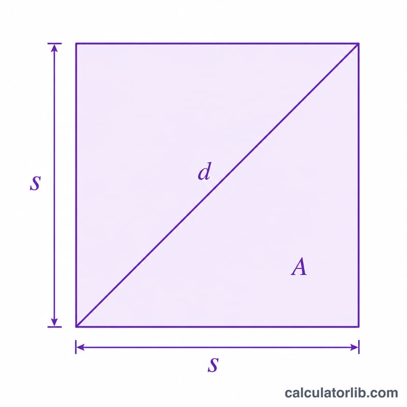 Square showing side, shaded area, and diagonal