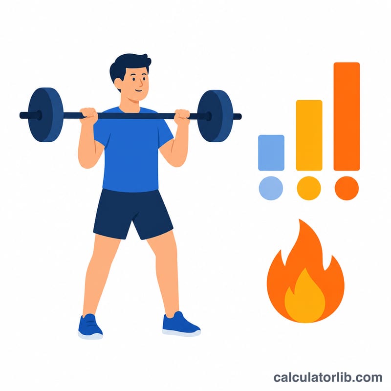 Người nâng tạ đòn với các thanh cường độ tăng dần và biểu tượng ngọn lửa