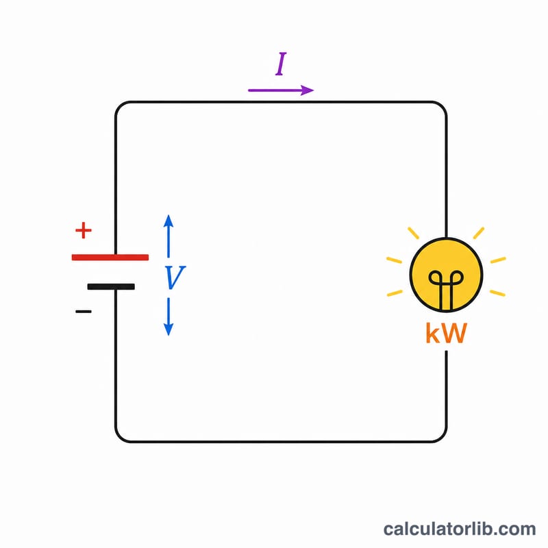 Diagrama de la corriente que fluye por un circuito generando energía eléctrica