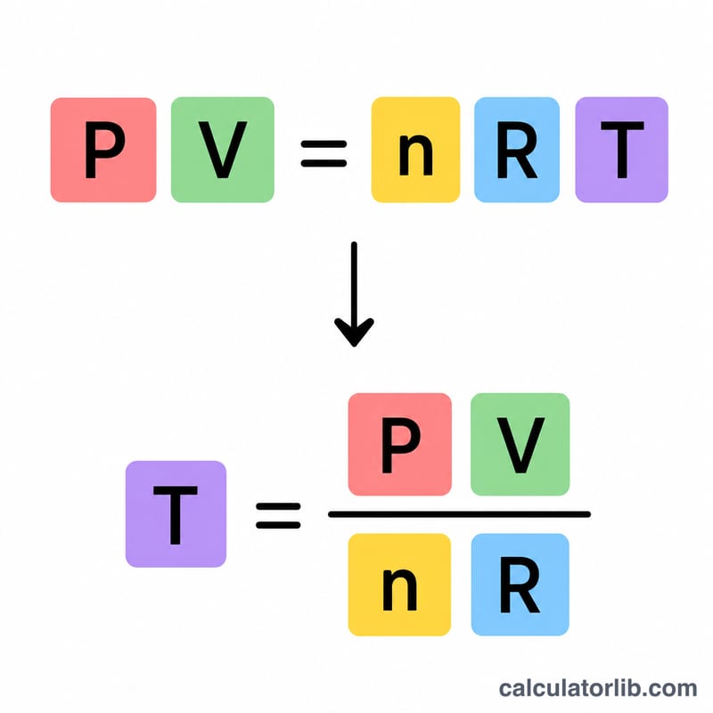 Algebraic rearrangement of PV=nRT to solve for T