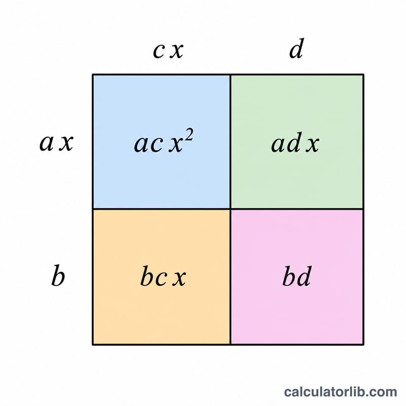 Two by two area grid showing the four products of FOIL