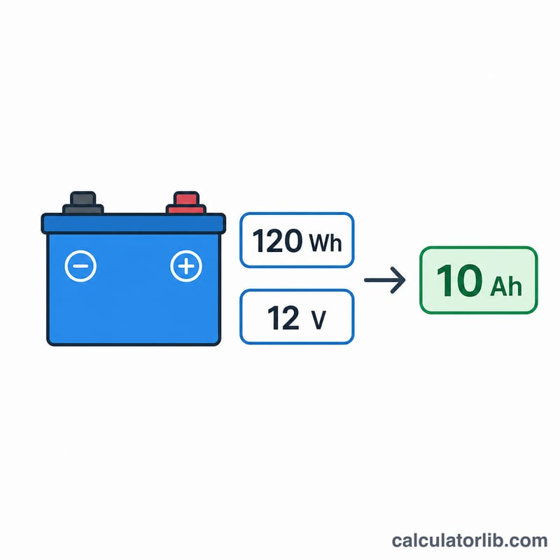 Battery with 120 watt-hours and 12 volts converting to 10 amp-hours
