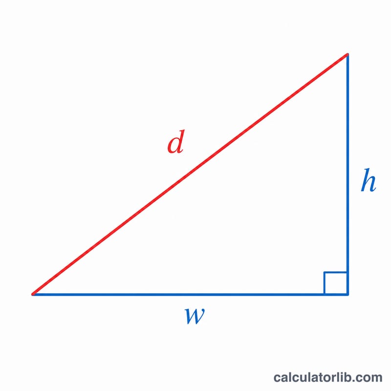Right triangle formed by horizontal and vertical pixel counts with diagonal
