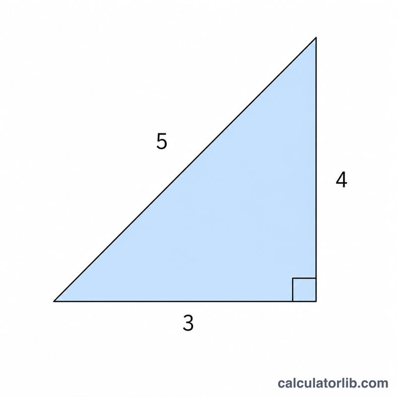 Right triangle example with legs 3 and 4 and hypotenuse 5