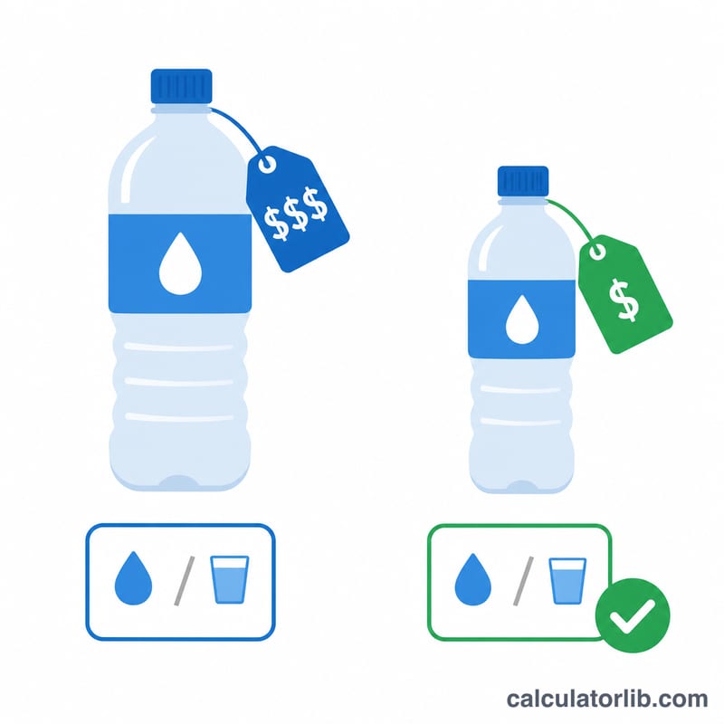 Two products compared by their price per unit to find the better deal