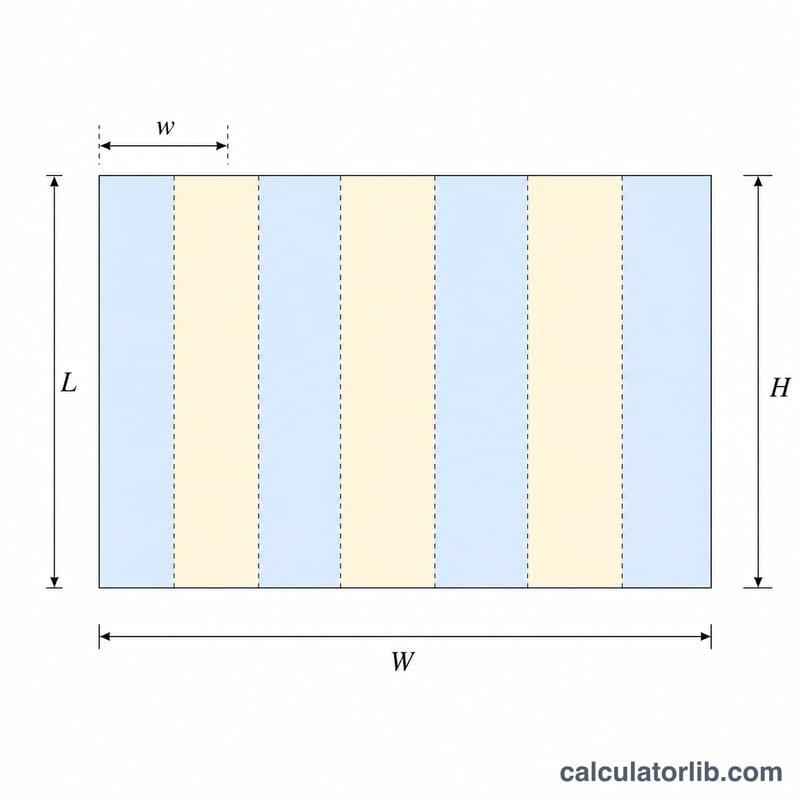 Wall divided into vertical strips matching roll width