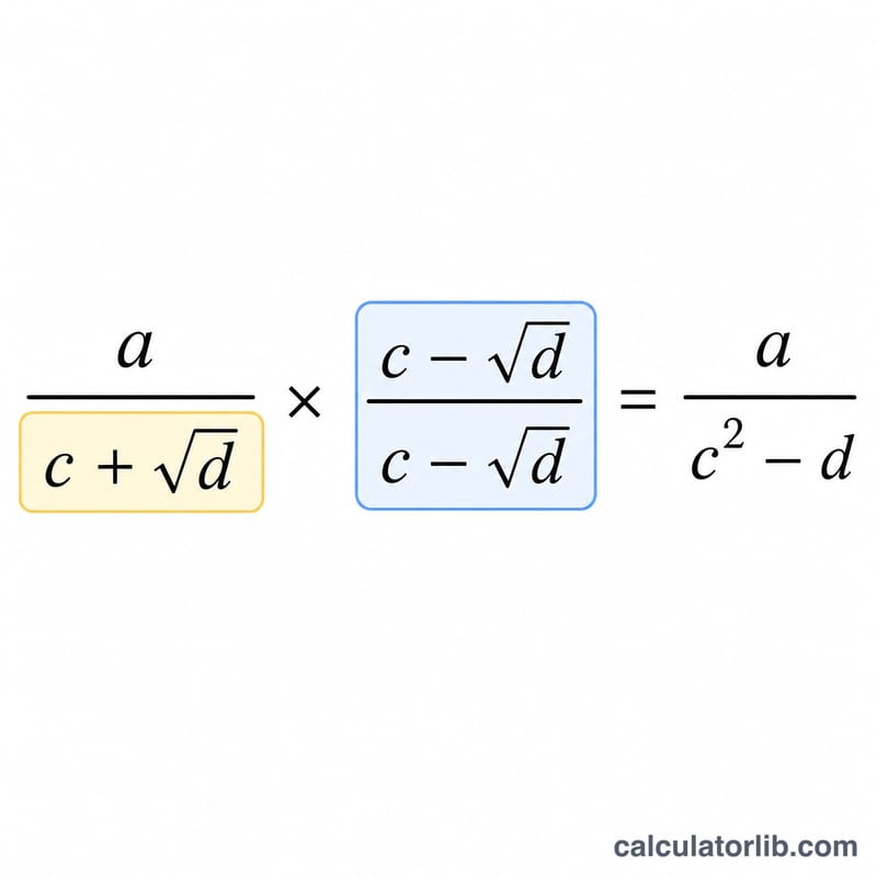 Multiplying a fraction by its conjugate over itself to clear the radical denominator