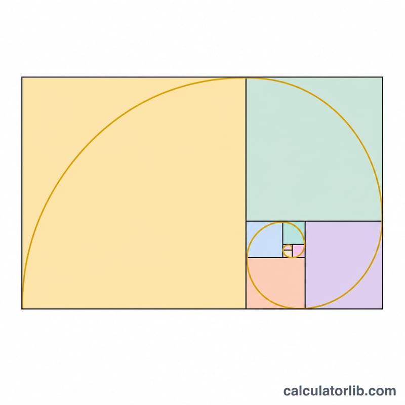 Golden rectangle subdivided into a square and a smaller similar rectangle forming a spiral