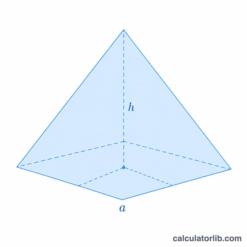 Square pyramid with base side a and height h