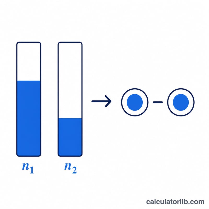 Two sample bar diagrams showing successes out of total for two groups feeding into a proportion difference