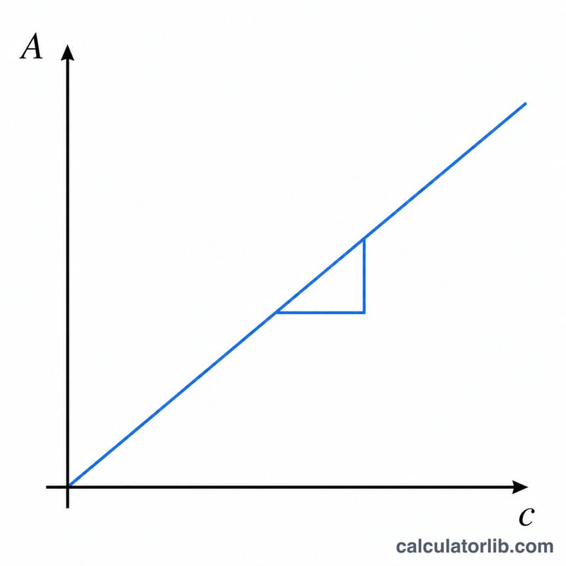 Bar showing absorbance increasing linearly with concentration
