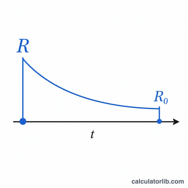 Diagram showing the U-235 to U-238 ratio R decreasing from R0 at present day backward to a higher value in the past