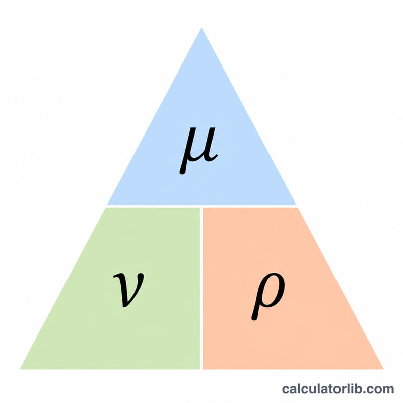 Formula triangle for kinematic viscosity nu equals mu over rho