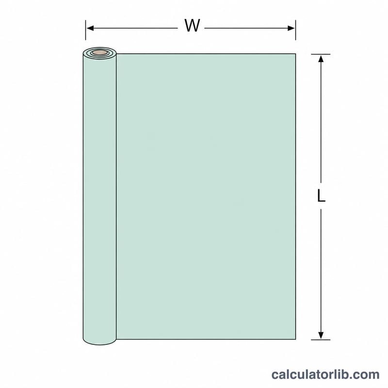 Wallpaper roll with width W and length L labeled
