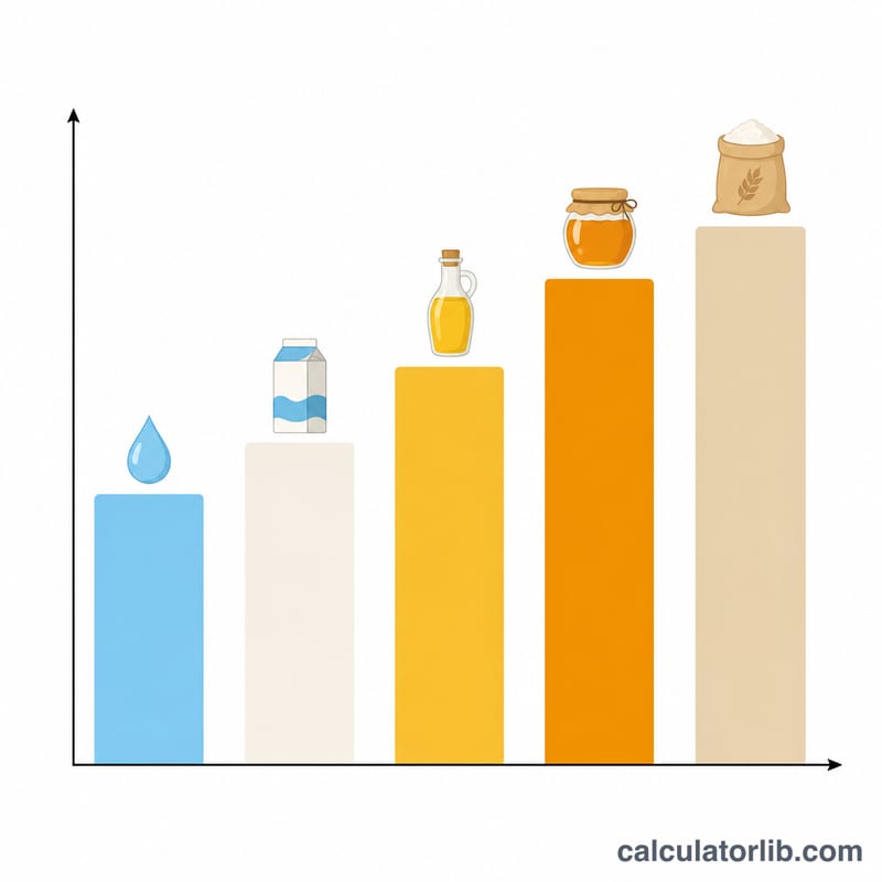Bar chart comparing densities of common liquids