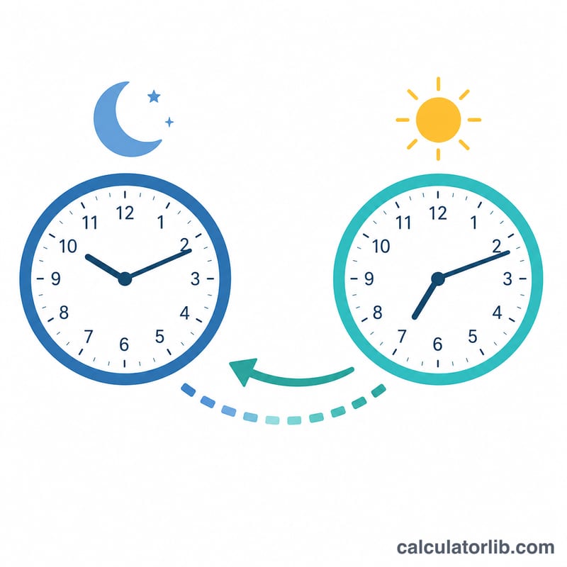 Clock face showing one sample bedtime arrived at by subtracting sleep cycles from wake time