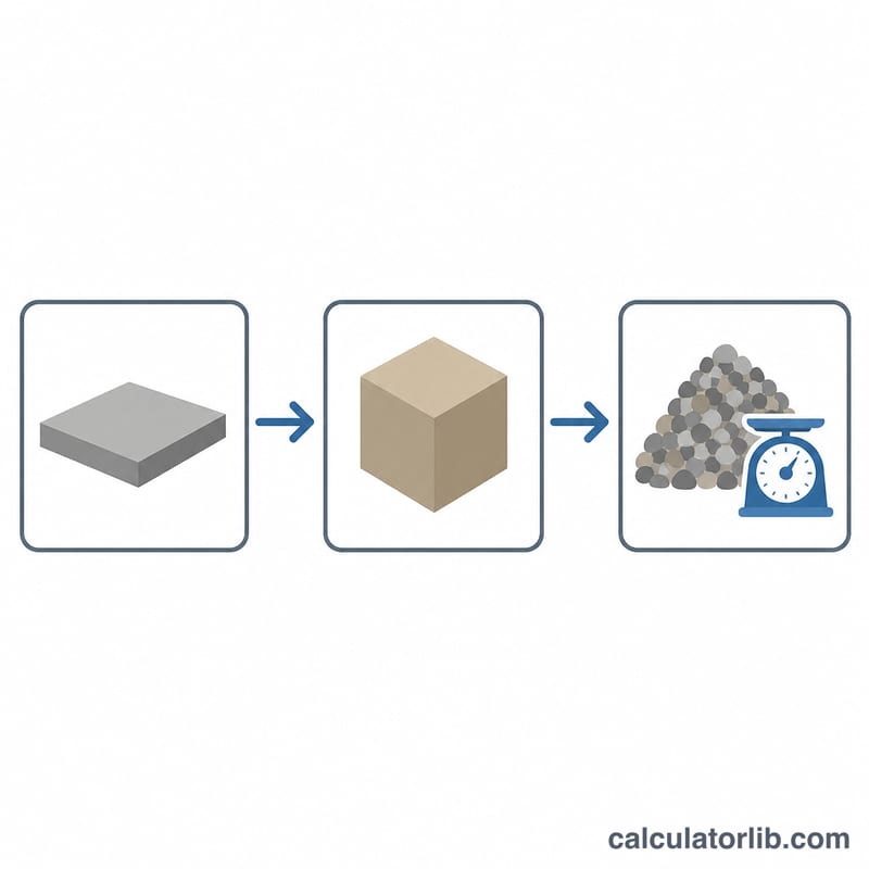 Flow diagram converting volume to tons of gravel