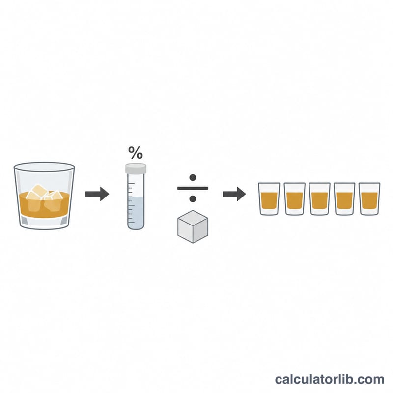 Diagram showing volume times ABV divided by 0.6 ounces of pure alcohol equals standard drinks