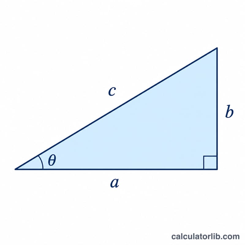 Triangle rectangle annoté utilisé pour l'exemple résolu