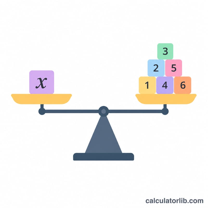 Balance scale staying level with x terms on one pan and numbers on the other