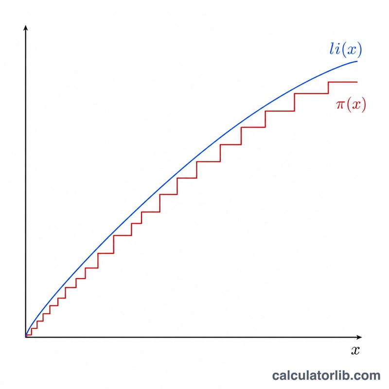 Comparison of the prime counting function and the logarithmic integral curves