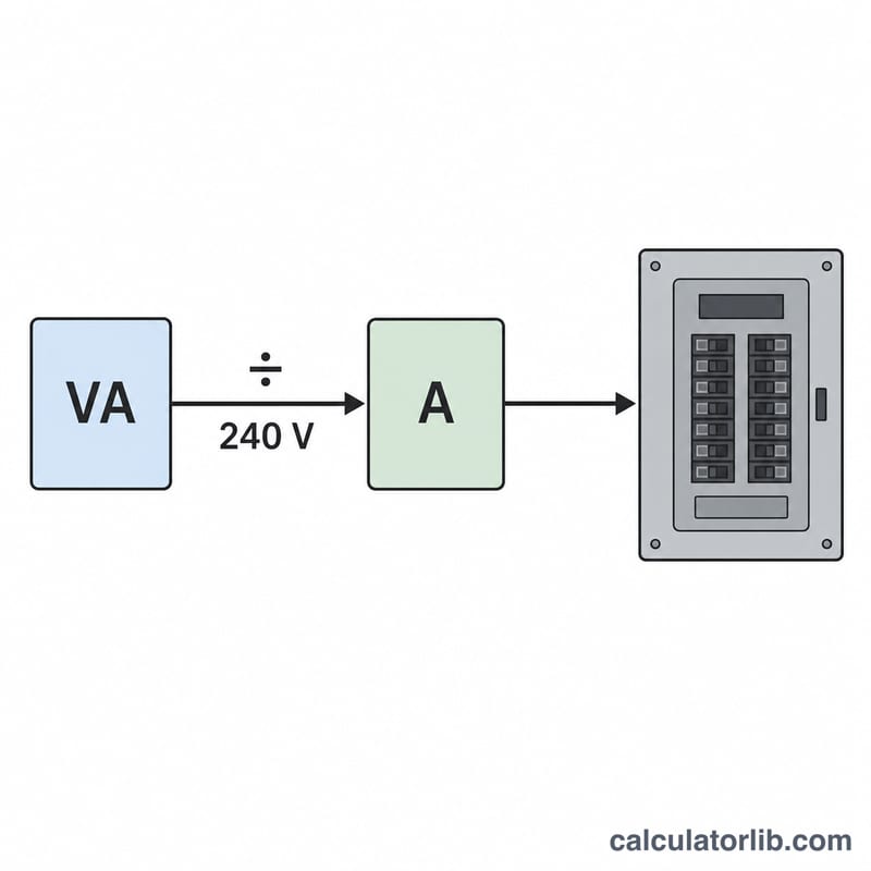 Conversion from total volt-amperes to service amps at 240 volts
