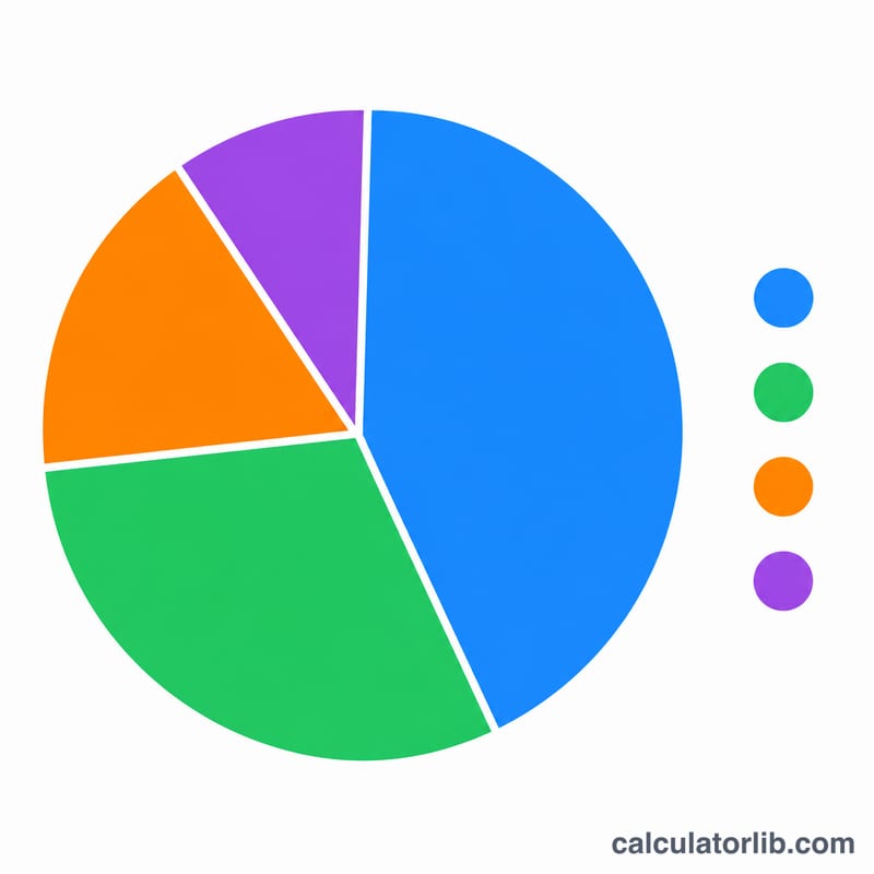 Example pie chart with four labeled colored slices and percentages