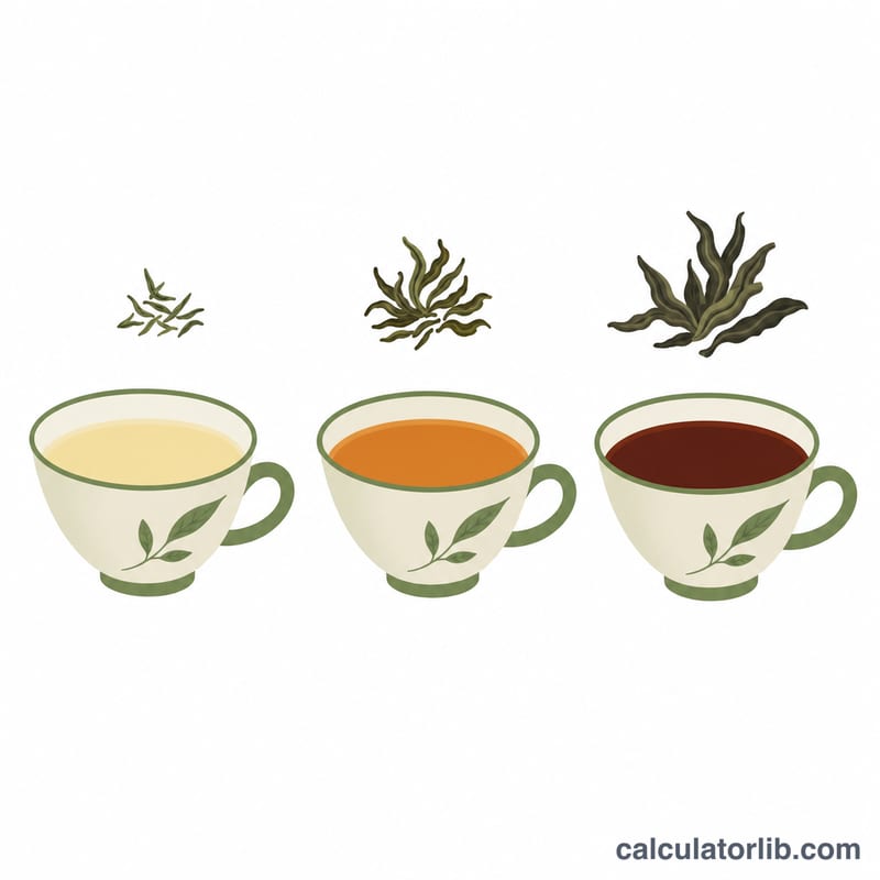 三杯茶，分別展示淡、中、濃的沖泡濃度