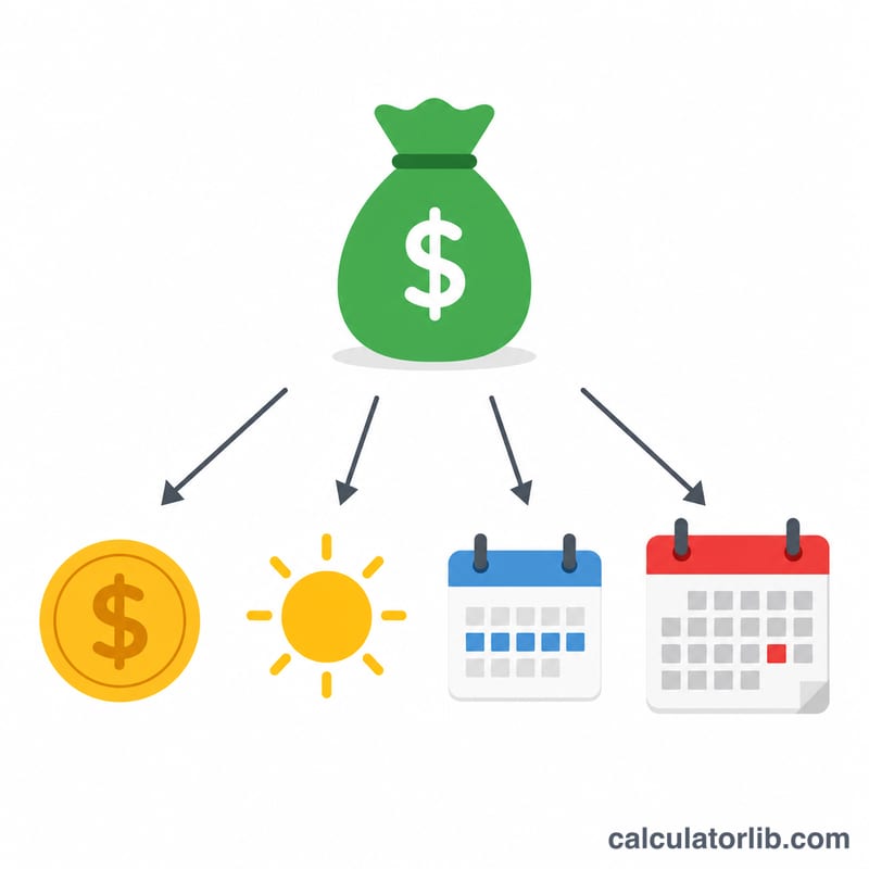 Annual salary breaking down into hourly, daily, weekly and monthly pay amounts