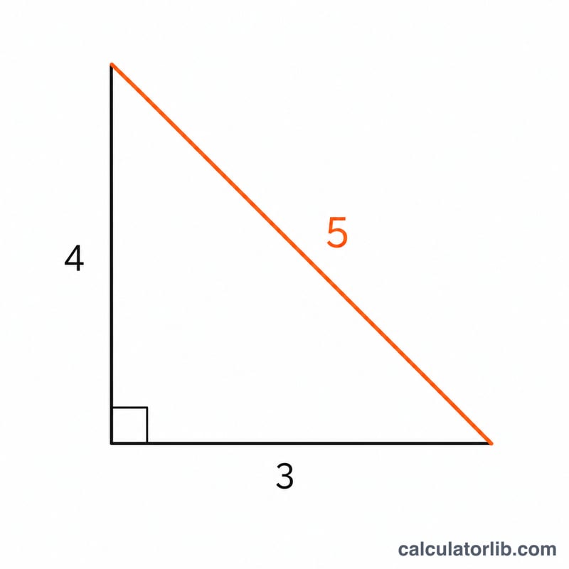 مثلث قائم الزاوية بضلعين 3 و4 ووتر 5