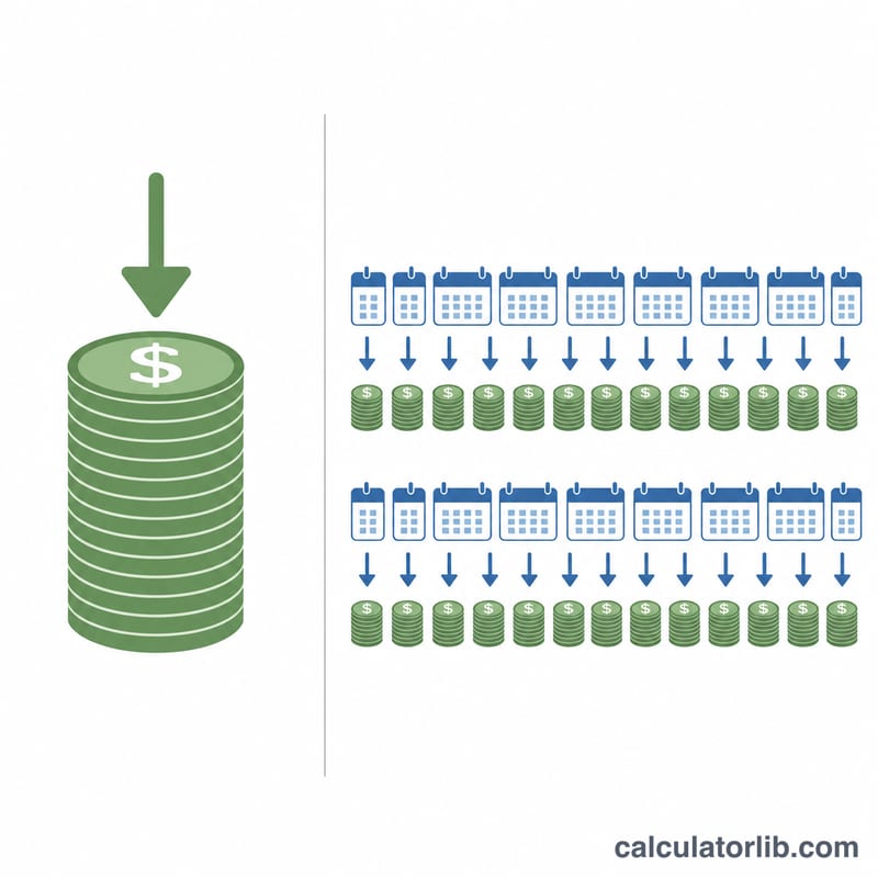 Comparison of one large lump-sum payment versus many smaller annuity payments over years