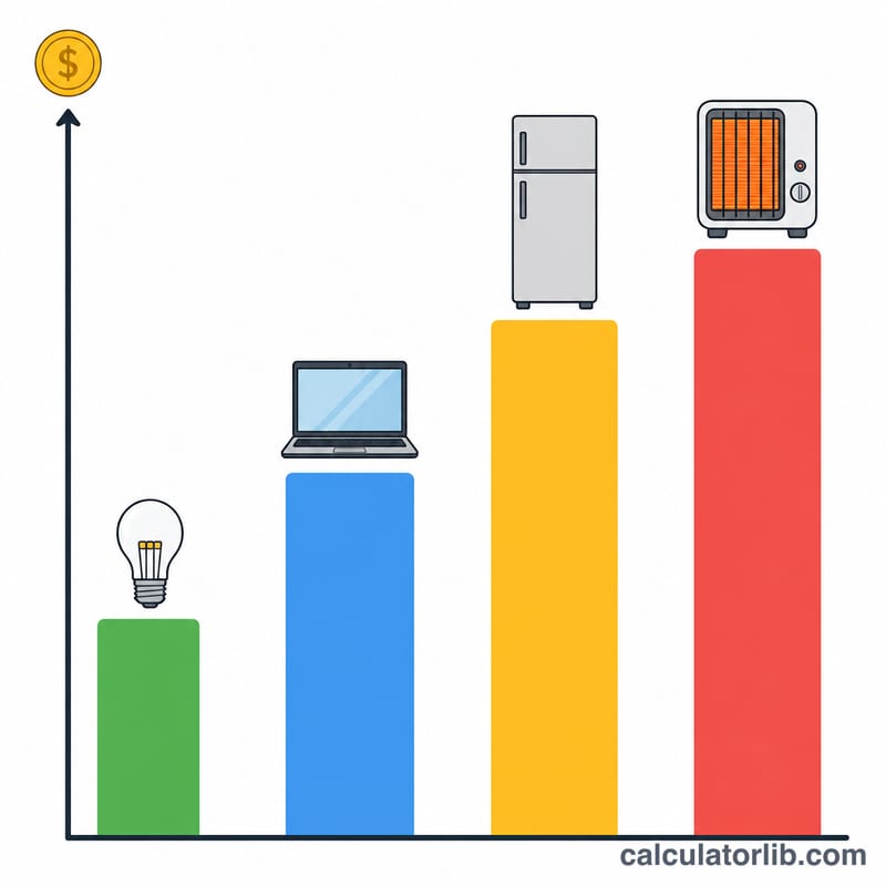 比較不同家用電器每月電費的長條圖