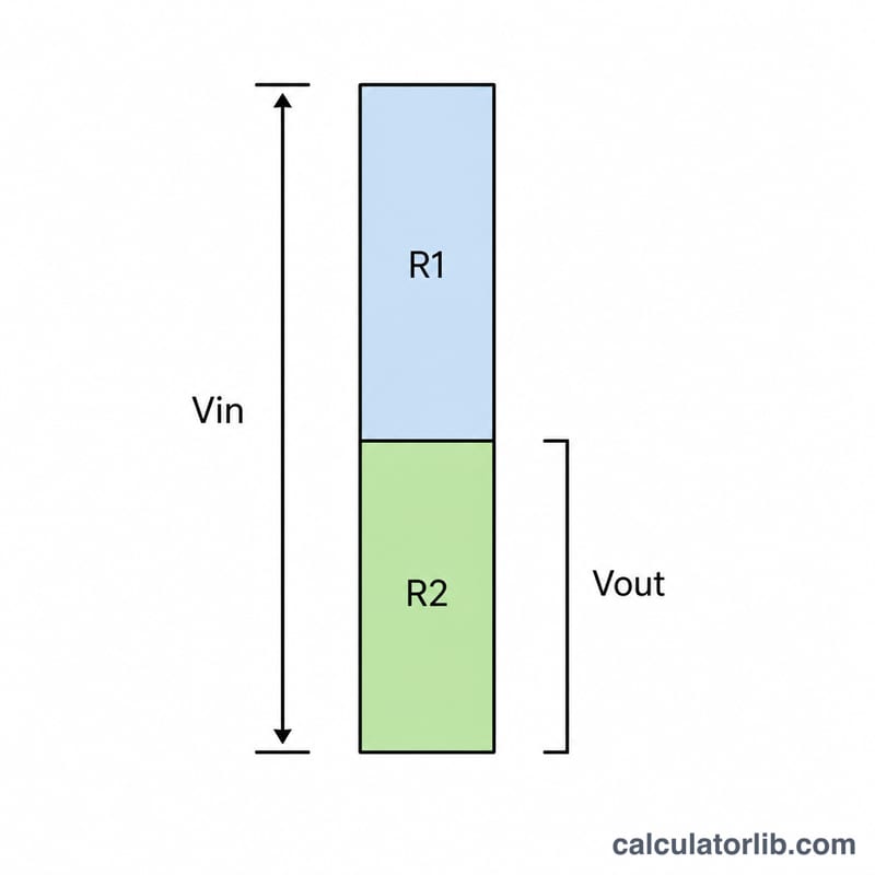VoutとVin、R1、R2の関係を示す分圧公式の図