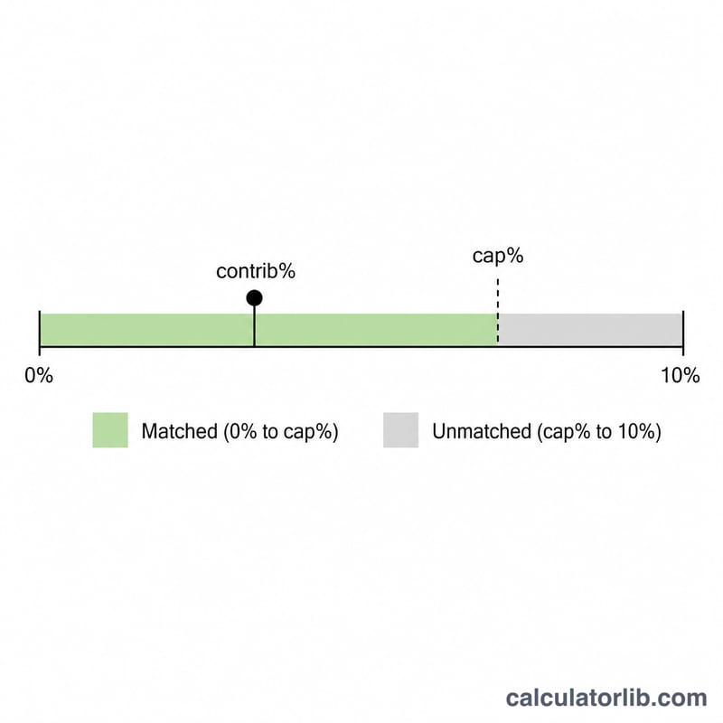 Slider showing contribution percentage capped at the match cap