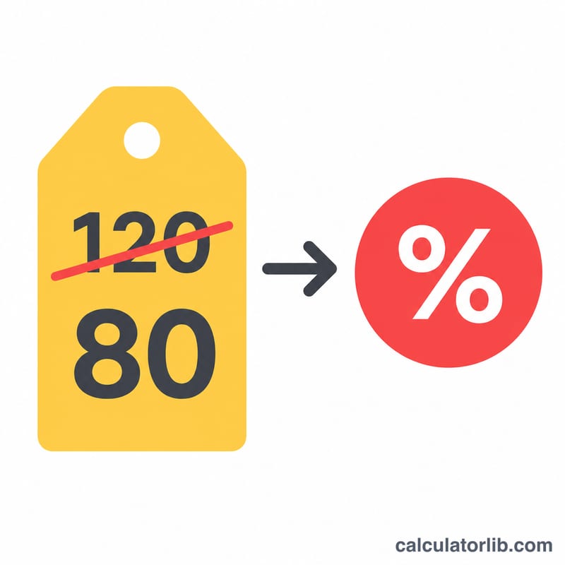 Price tag with original price crossed out, lower paid price, and a percent badge